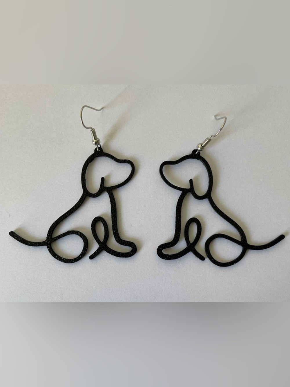 Black Dog Outline Dangle Earrings - Pet Lover Jewelry